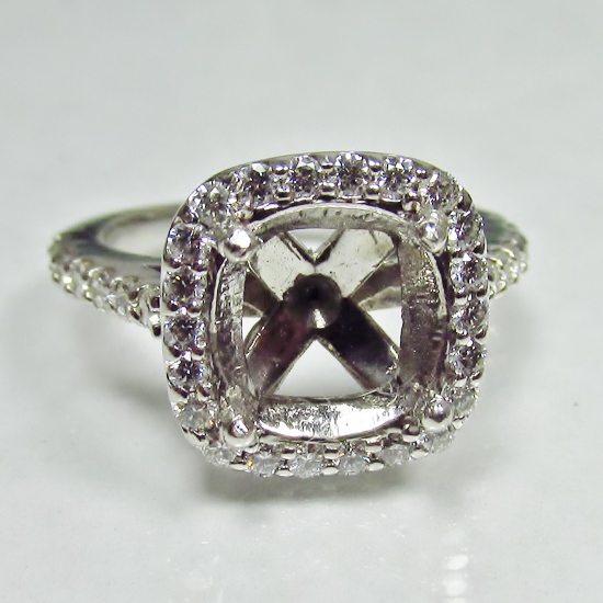 Estate Classic Diamond Platinum Halo Ring Setting 0.50 ct tw  Litnon.com