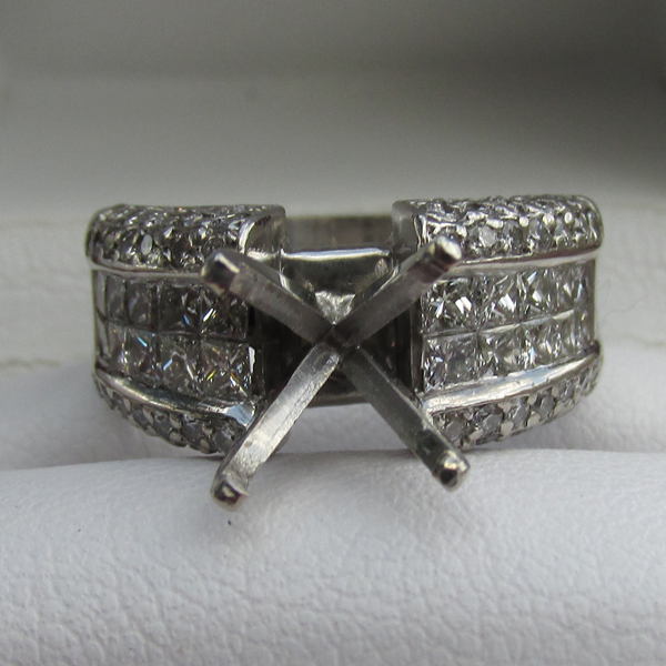 Estate Ladies Heavy Classic Diamond 18 kt WG Semi Mount Eng Ring  Litnon.com