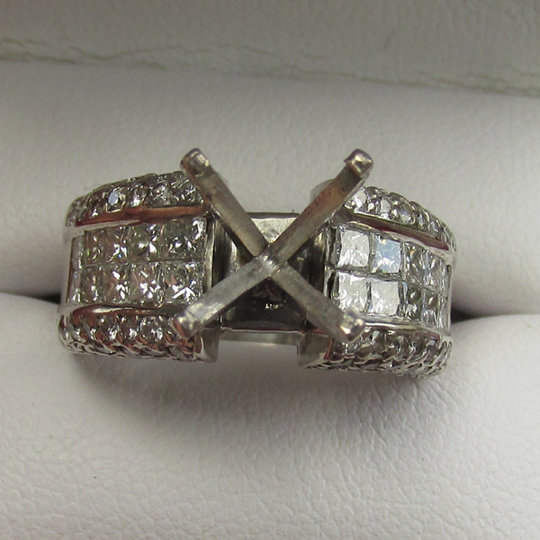 Estate Ladies Heavy Classic Diamond 18 kt WG Semi Mount Eng Ring  Litnon.com