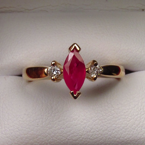No Reserve Estate Quality 14 Karat Gold Ruby And Diamond Ring  Litnon.com