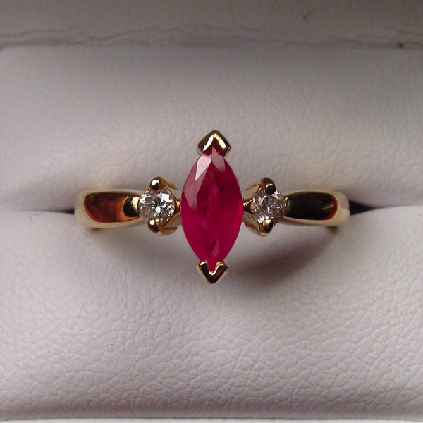 No Reserve Estate Quality 14 Karat Gold Ruby And Diamond Ring  Litnon.com