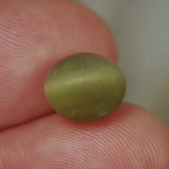 Unique Rare Cats Eye Green Quartz Cab Brazil 5.83 ct  Litnon.com