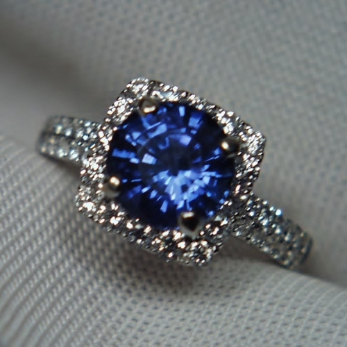 Beautiful! 14 kt W/G Ceylon Sapphire 2.50 ct & Diamond Ring GLI  Litnon.com