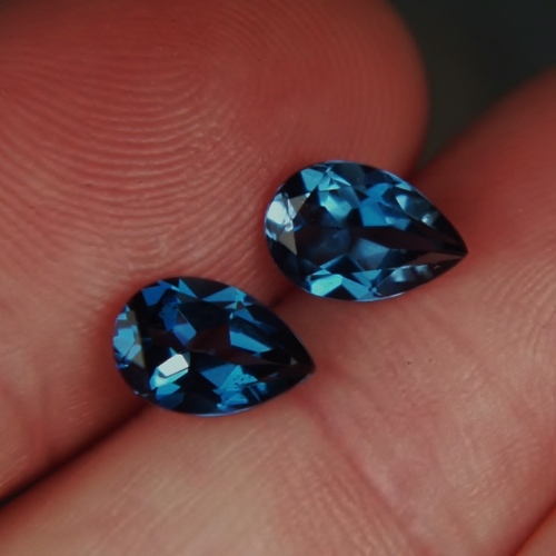 Top Cutting and Color Matched Pair Deep London Blue Topaz  Litnon.com