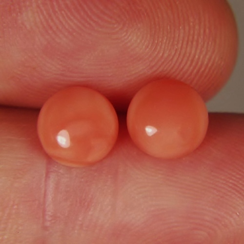 Natural Pink Coral Round Cabochon Pair Hawaii 8mm  Litnon.com