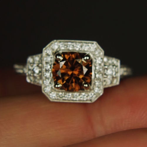 Natural Fancy Chocolate Color Diamond Ring VVS 1.14ct  Litnon.com