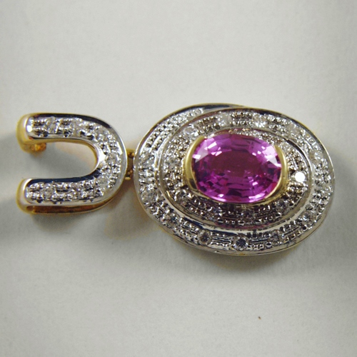 Big Natural Sweet Pink Sapphire 2.50 ct 14kt Gold and Diamond Pendant  Litnon.com