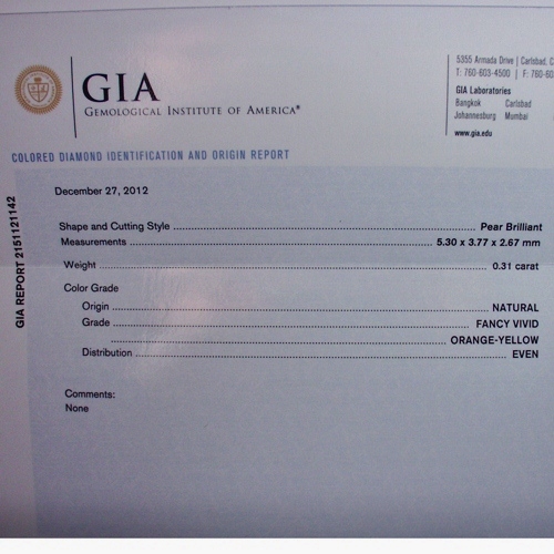 GIA Certified Natural Fancy Vivid Orange - Yellow Color Diamond  Litnon.com