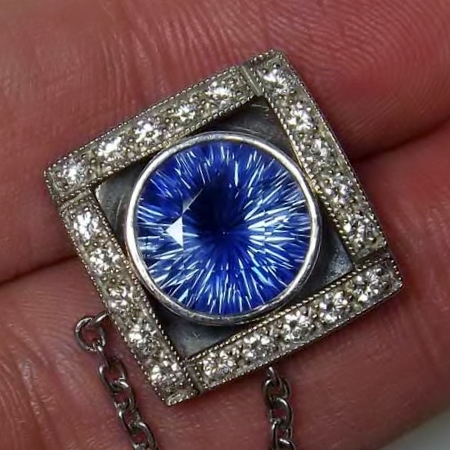 AGL Certified! UNHEATED Burmese Sapphire Platinum Diamond Pendant 5.20 ct! GL Litnon.com