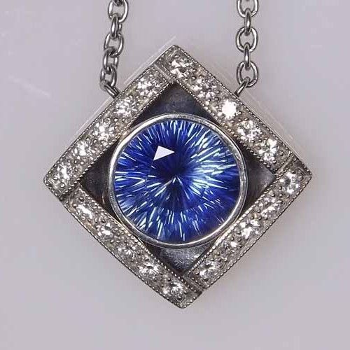 AGL Certified! UNHEATED Burmese Sapphire Platinum Diamond Pendant 5.20 ct! GL Litnon.com