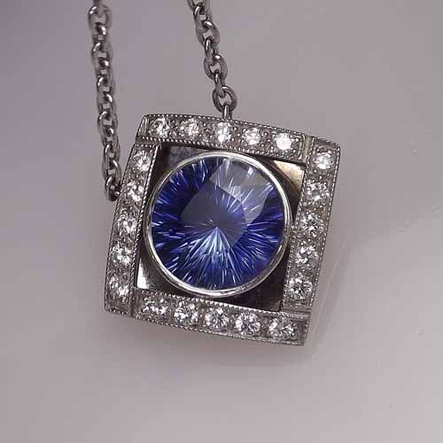 AGL Certified! UNHEATED Burmese Sapphire Platinum Diamond Pendant 5.20 ct! GL Litnon.com