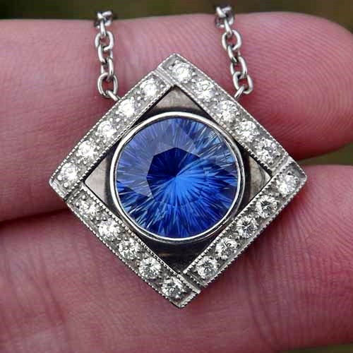 AGL Certified! UNHEATED Burmese Sapphire Platinum Diamond Pendant 5.20 ct! GL Litnon.com