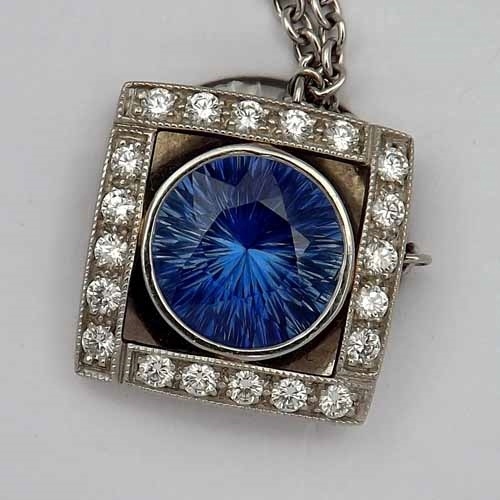 AGL Certified! UNHEATED Burmese Sapphire Platinum Diamond Pendant 5.20 ct! GL Litnon.com