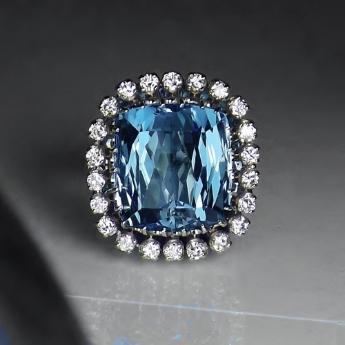 Quality Nice Color 17 ct Aquamarine Diamond Ring 14kt WG  Litnon.com