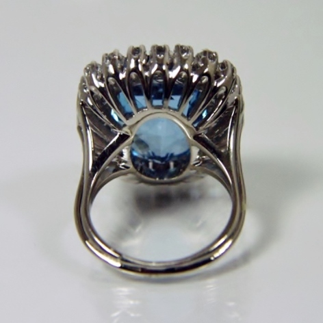 Quality Nice Color 17 ct Aquamarine Diamond Ring 14kt WG  Litnon.com