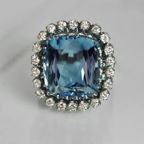 Quality Nice Color 17 ct Aquamarine Diamond Ring 14kt WG  Litnon.com
