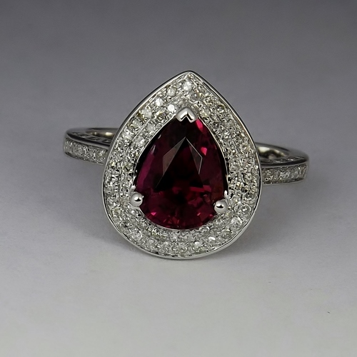 Quality Natural Rubellite Tourmaline Diamond Ring 18kt WG GLI PAID Litnon.com