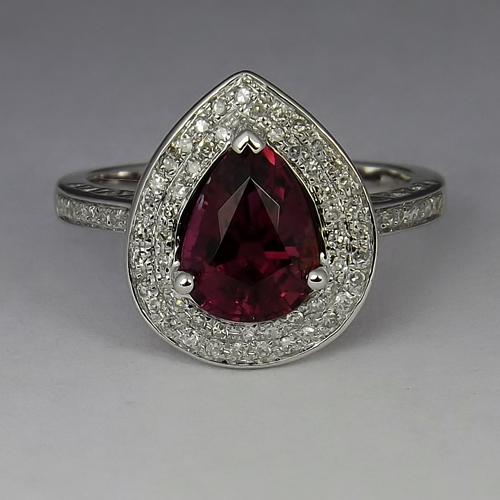 Quality Natural Rubellite Tourmaline Diamond Ring 18kt WG GLI PAID Litnon.com