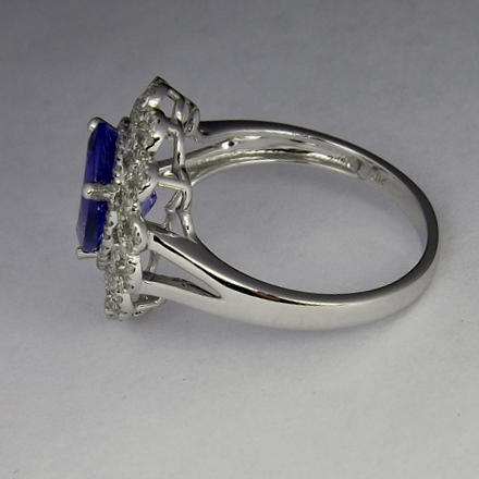 Quality Fine Color Natural Tanzanite Diamond Ring 18kt WG GLI PAID Litnon.com