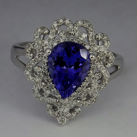 Quality Fine Color Natural Tanzanite Diamond Ring 18kt WG GLI PAID Litnon.com