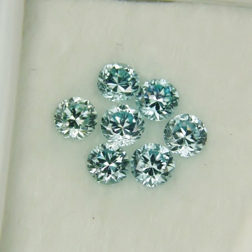 Brilliant Matched Light Blue Zircon 7 pc Lot Cambodia  Litnon.com
