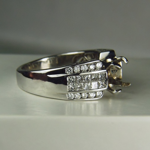 Estate Ladies Heavy 18 kt White Gold and Diamond Semi-Mount Ring GLI  Litnon.com