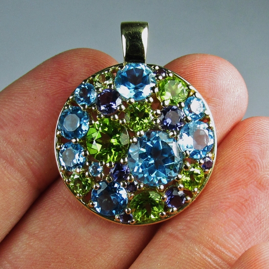 Custom Topaz Peridot Iolite 14 kt Pendant  Litnon.com