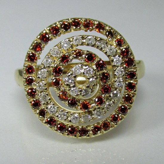 Unique Cognac and White Diamond Circle Ring 14 kt  Litnon.com