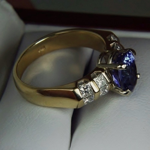 Quality Fine Color Natural Tanzanite Diamond Ring 14kt YG  Litnon.com