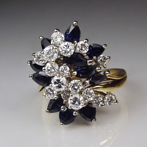 Quality Ladies 14 kt Sapphire and Diamond Waterfall Ring  Litnon.com