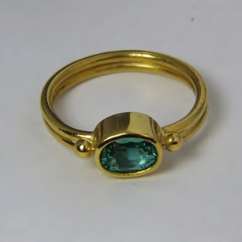 22 Karat Gold Bright Blue Green Tourmaline Ring  Litnon.com