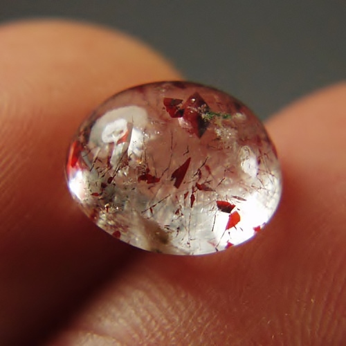 Red Hematite Inclusions Natural Strawberry Quartz Cab 5.38 ct  Litnon.com