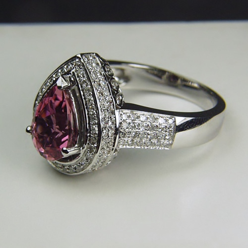High Quality 14 kt Purple Pink Tourmaline and Diamond Ring  Litnon.com