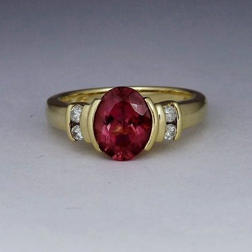 Estate Rich Pink Tourmaline and Diamond Ring 14 kt  Litnon.com