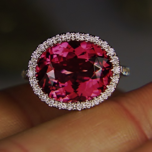 High Quality 14 kt 7 carat Pink Tourmaline and Diamond Ring  Litnon.com