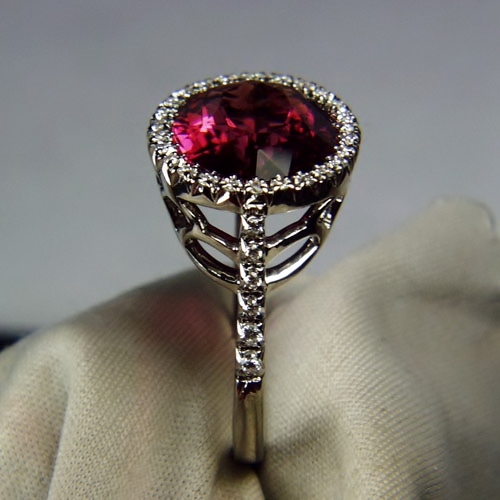 High Quality 14 kt 7 carat Pink Tourmaline and Diamond Ring  Litnon.com