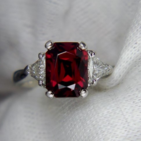 Rare Blood Red Burmese Spinel Platinum Diamond Ring Litnon.com