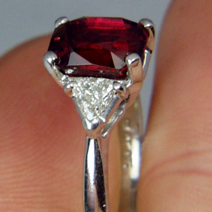 Rare Blood Red Burmese Spinel Platinum Diamond Ring Litnon.com