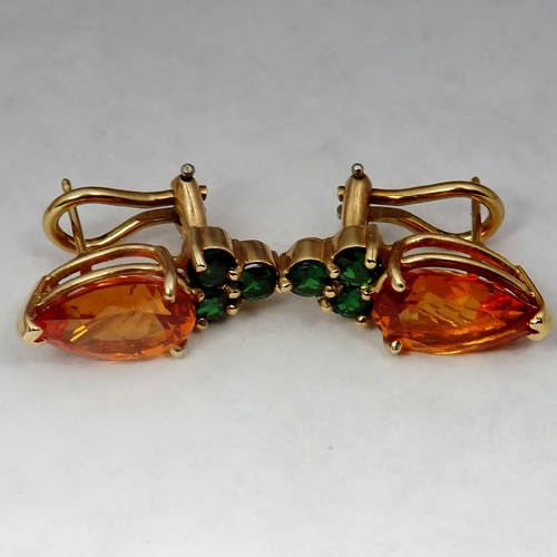 Mandarin Garnet & Tsavorite Garnet 18 kt Earrings GL Litnon.com