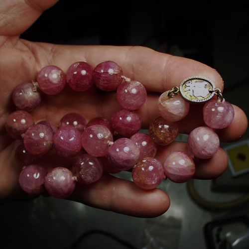 Antique California Pink Tourmaline Bead Necklace  Litnon.com