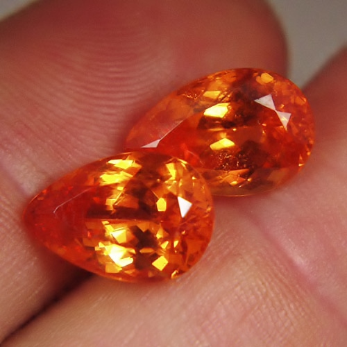 Old Stock! True Namibian Mandarin Garnet Pair 13.47 ct tw GL Litnon.com