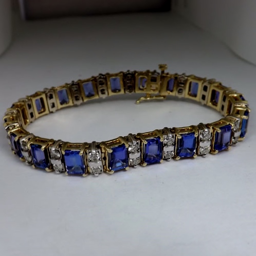 Special Quality 20 carat Tanzanite 4 ct Diamond 14kt Bracelet  Litnon.com