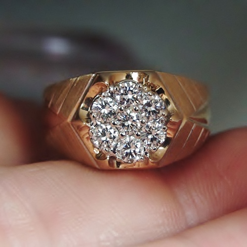 Quality Diamonds Mens 1 Carat Total Weight 14 kt Diamond Ring  Litnon.com