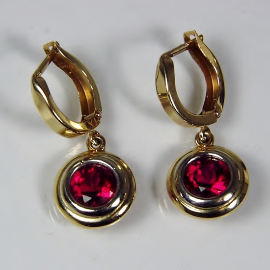 Spectral Red Rubellite Tourmaline 14 kt Earrings 2.70 ct tw  Litnon.com