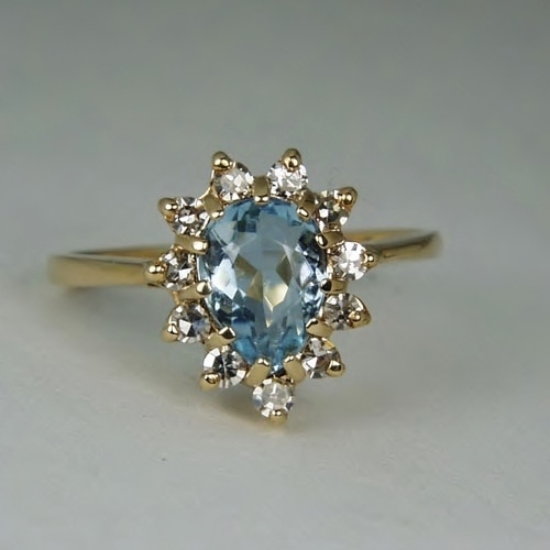 Estate Aquamarine and Diamond Ring 14 kt  Litnon.com