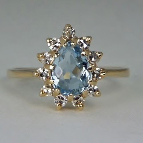 Estate Aquamarine and Diamond Ring 14 kt  Litnon.com