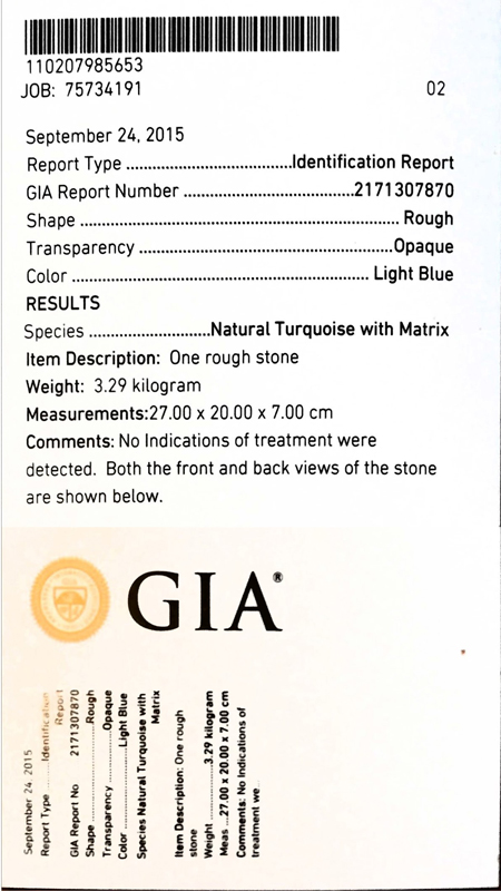 Museum Huge Sleeping Beauty Turquoise Slab 3.29 Kilograms  Litnon.com
