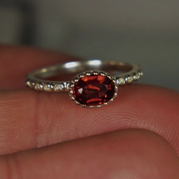 USA Made! Sterling Silver Garnet Stacker Ring  Litnon.com