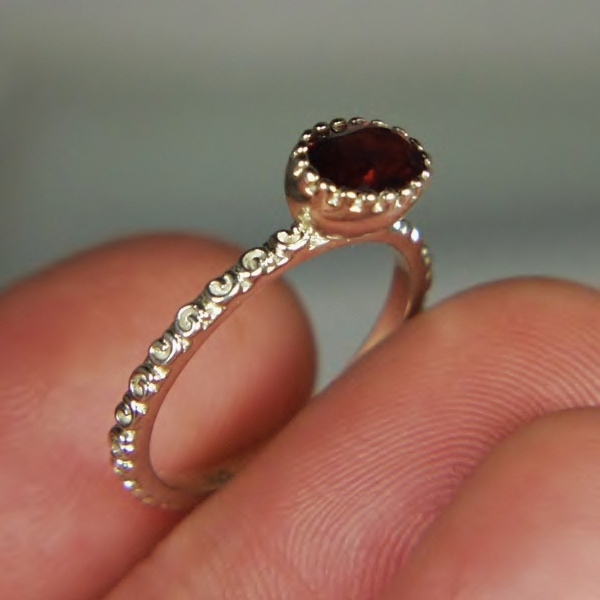 USA Made! Sterling Silver Garnet Stacker Ring  Litnon.com