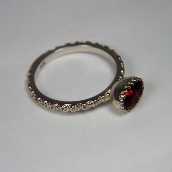 USA Made! Sterling Silver Garnet Stacker Ring  Litnon.com